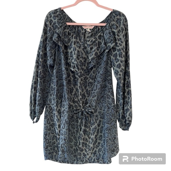 Rebecca Taylor Printed Silk Tunic Dress In Storm Cat Size 6 - Picture 1 of 10